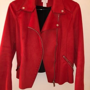 Red suede H&M Biker Jacket